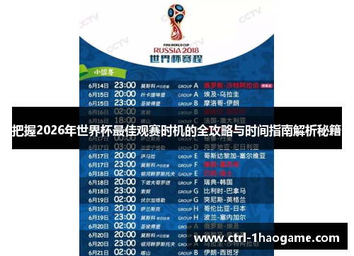 把握2026年世界杯最佳观赛时机的全攻略与时间指南解析秘籍