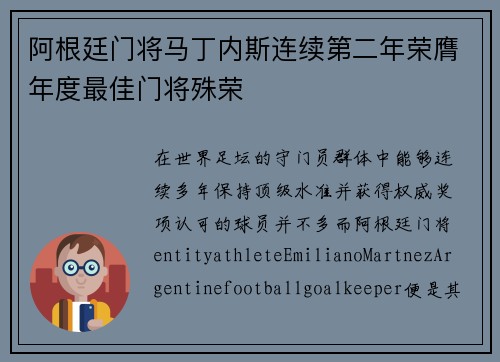 阿根廷门将马丁内斯连续第二年荣膺年度最佳门将殊荣